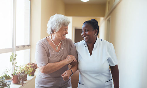Woman with healthcare worker